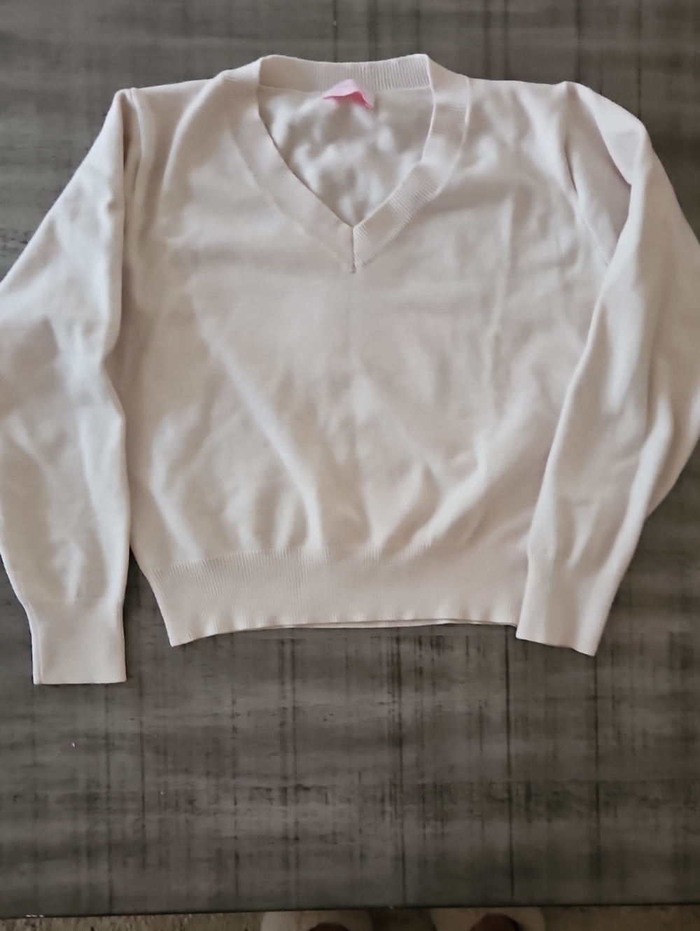 Pink Lily Pale Pink V-Neck Knit Sweater